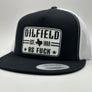 The "Original Oilfield As Fuck" Texas Flat Bill Trucker - Black on White
