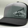 The "PumpJack" Flat Bill Trucker - Heather Grey on Charcoal