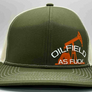 The "PumpJack" Flat Bill Trucker - Moss Green on Beige