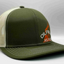 The "PumpJack" Flat Bill Trucker - Moss Green on Beige