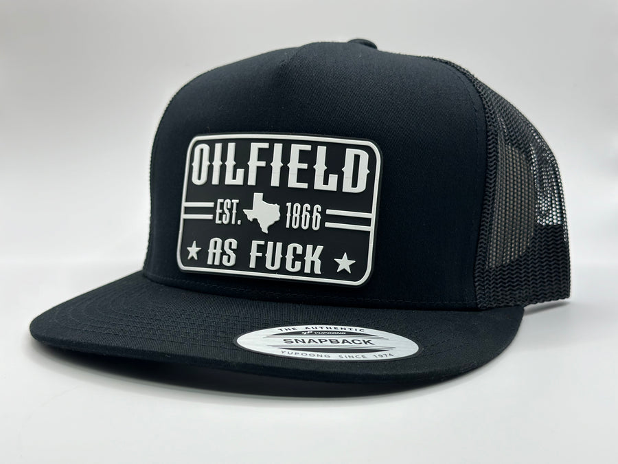 The "Original Oilfield As Fuck" Texas Flat Bill Trucker - Black