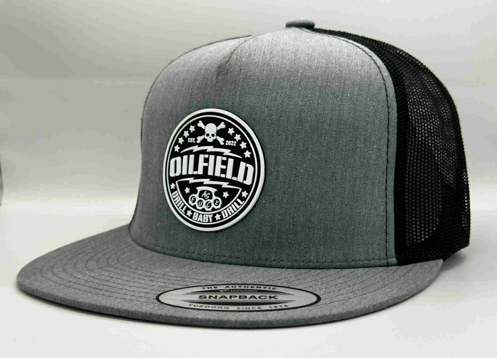 The "Fuck Around & Find Out" Flat Bill Trucker - Heather Grey on Black
