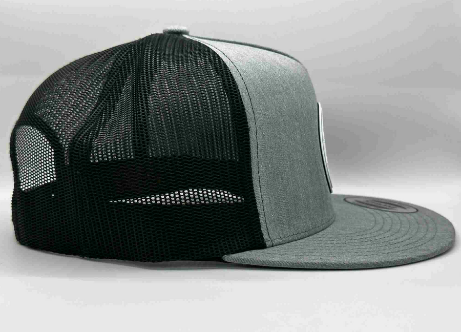 The "Fuck Around & Find Out" Flat Bill Trucker - Heather Grey on Black