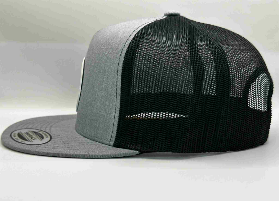 The "Fuck Around & Find Out" Flat Bill Trucker - Heather Grey on Black