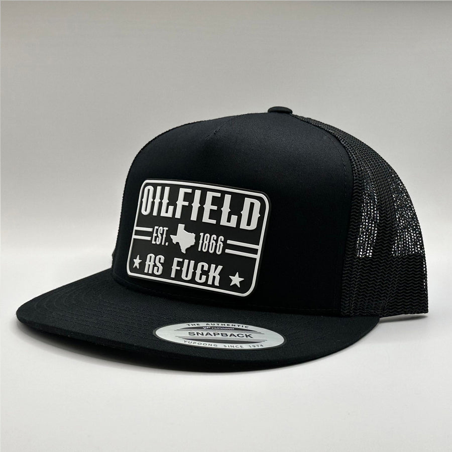 The "Original Oilfield As Fuck" Texas Flat Bill Trucker - Black
