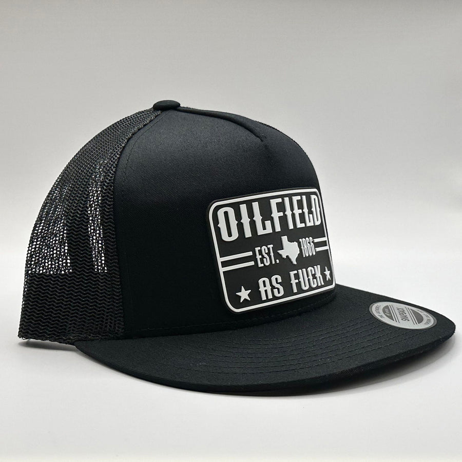 The "Original Oilfield As Fuck" Texas Flat Bill Trucker - Black