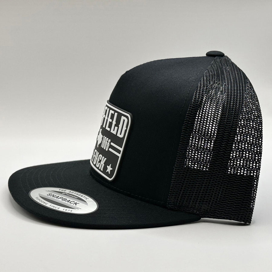 The "Original Oilfield As Fuck" Texas Flat Bill Trucker - Black