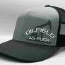 The "PumpJack" Flat Bill Trucker - Heather Grey on Charcoal
