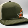 The "PumpJack" Flat Bill Trucker - Moss Green on Beige