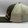 The "PumpJack" Flat Bill Trucker - Moss Green on Beige